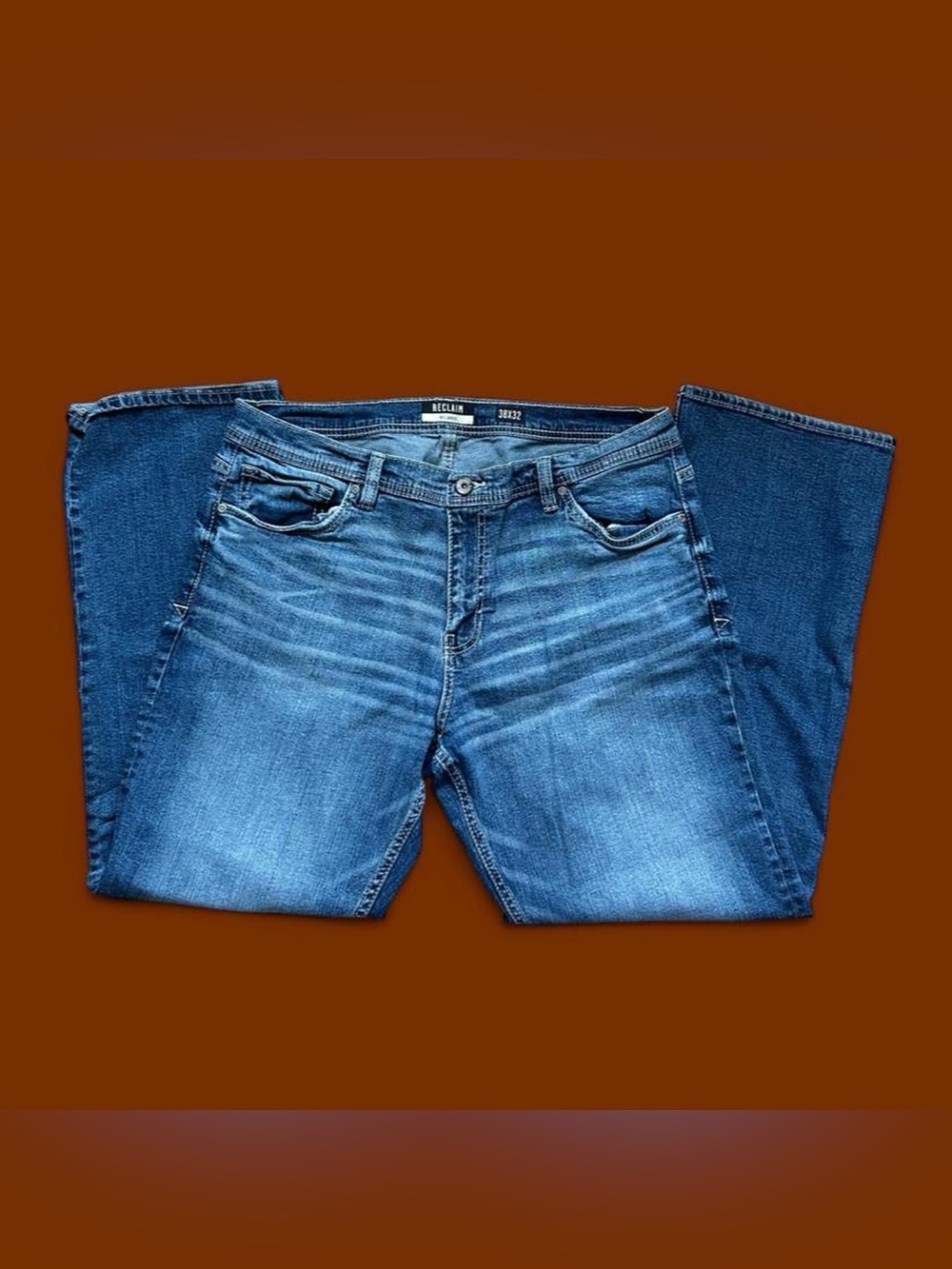 Men's Straight Leg Jeans in Mid Blue by Reclaim